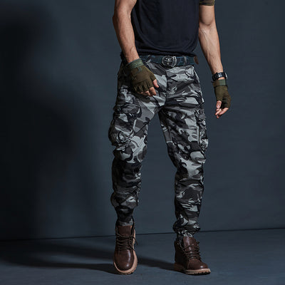 Image of High Quality Khaki Casual Pants Men Military Tactical Joggers Camouflage Cargo Pants Multi-Pocket Fashions Black Army Trousers