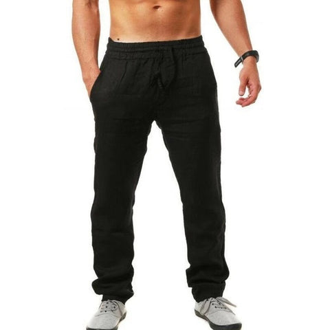 Image of 2019 men Cotton and linen trousers Calcas De Linho Verao Calcas Dos Homens Com Cordao Soltas Pantalones Hombre Solidos Harem Pan