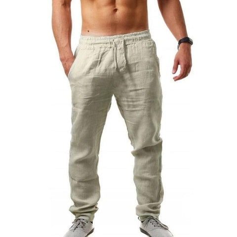 Image of 2019 men Cotton and linen trousers Calcas De Linho Verao Calcas Dos Homens Com Cordao Soltas Pantalones Hombre Solidos Harem Pan